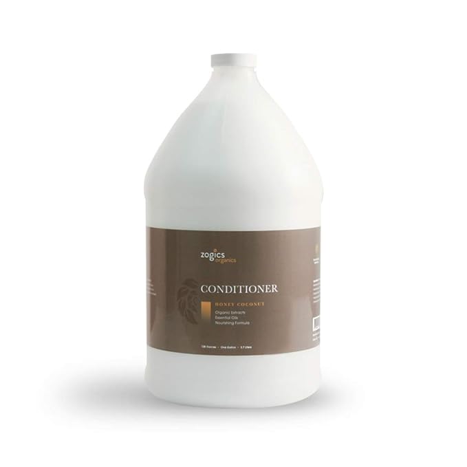Zogics Organics Conditioner – Organic Conditioner for Hair, Hydrating Deep Conditioner with Natural Ingredients like Honey Powder, Aloe Vera, Avocado, and Jojoba (Honey Coconut, 1 Gallon)