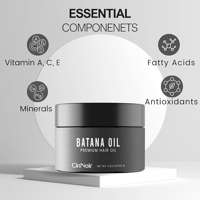 Dr Sebi Batana Oil for Hair Growth - 100% Raw Batana Oil, Organic & Natural, Cold-Pressed Sourced from Honduras, For Thicker & Stronger Hair, 4.23 oz for Men and Women