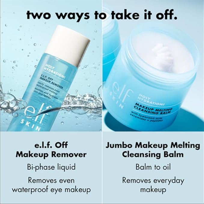e.l.f. SKIN Holy Hydration! Makeup Melting Cleansing Balm JUMBO, Face Cleanser & Makeup Remover, Infused with Hyaluronic Acid to Hydrate Skin, 3.5 Oz