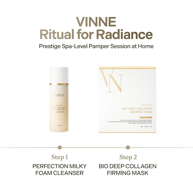 VINNE Signature Bio Deep Collagen Firming Mask – Korean Hydrogel Mask w/ 5,000ppm Ultra-Low Molecular Collagen, Centella Asiatica Exosome, Niacinamide & PDRN – Skin Care Face Mask (4 Sheets, 1.41 oz)