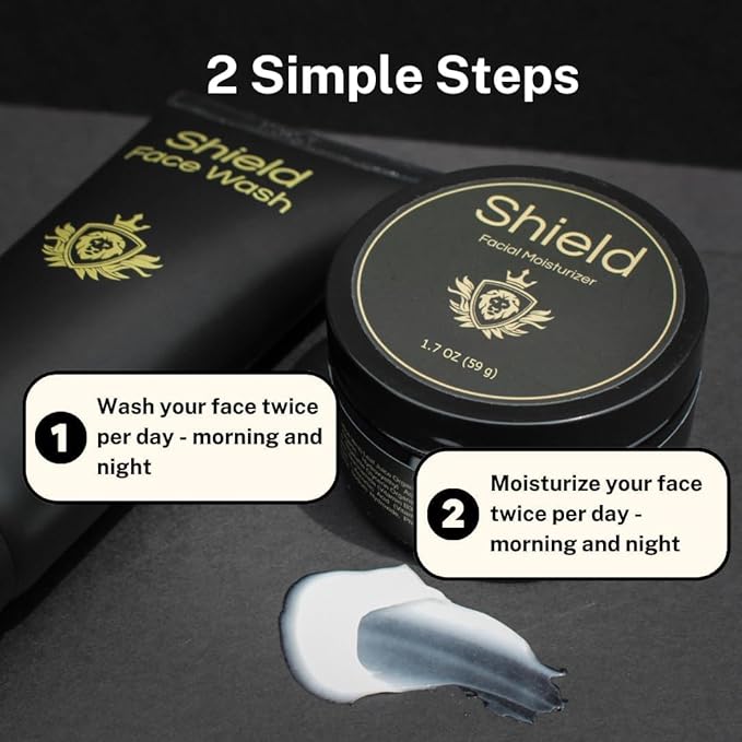 Acne System for Men and Boys, Face Wash, Moisturizer, Pimple Patches, Shield Men's Skin Care Set (4 Months)