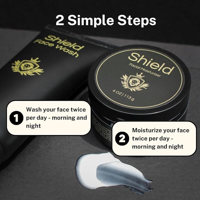 Acne System for Men and Boys, Face Wash, Moisturizer, Pimple Patches, Shield Men's Skin Care Set (1 Month)