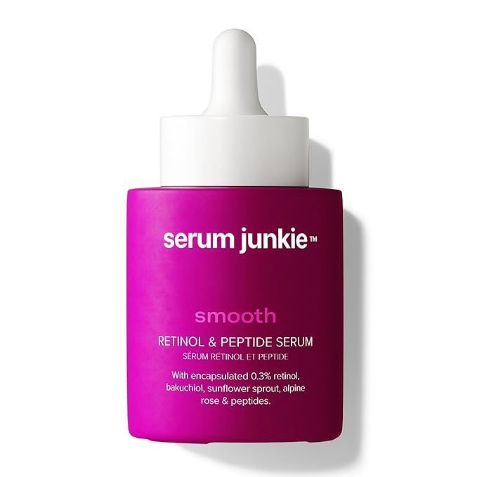 SMOOTH Retinol and Peptide Serum with Encapsulated Retinol, Bakuchiol, Matrixyl 3000, Melatonin, Vitamin E, Anti-Aging, Targets Fine Lines, Uneven Texture, Dullness, 1 fl oz