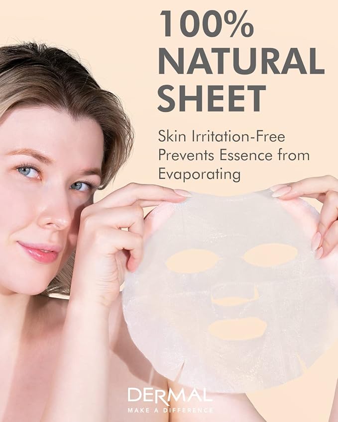 DERMAL A+B Korea Collagen Essence Full Face Facial Mask Sheet 32 Full Color SET