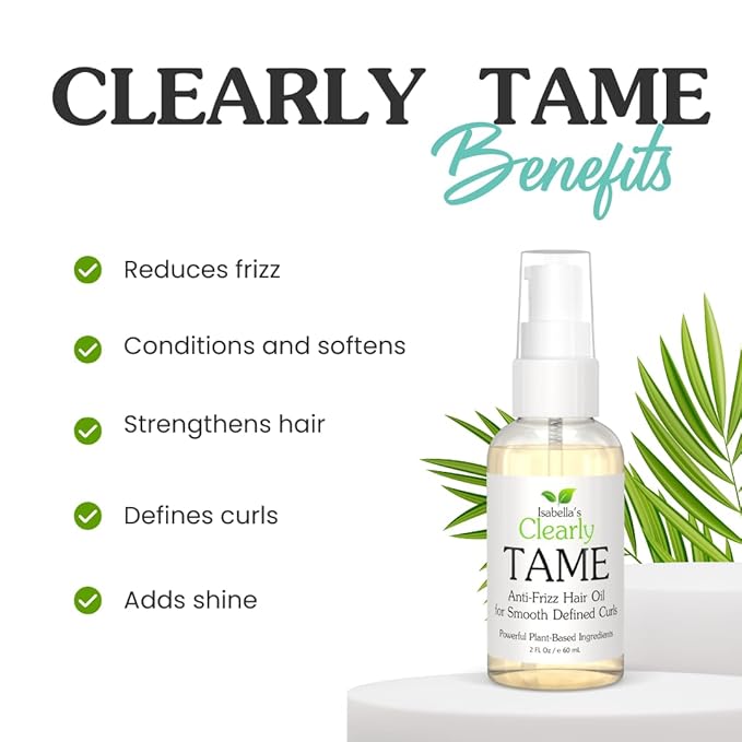 TAME Anti Frizz Smoothing Hair Styling Oil | Sulfate Free Leave In Hair Serum to Control Frizz, Add Shine for Curly, Frizzy, Dry Hair for Adults + Kids | Natural Hair Product Made in USA (4 Fl Oz)