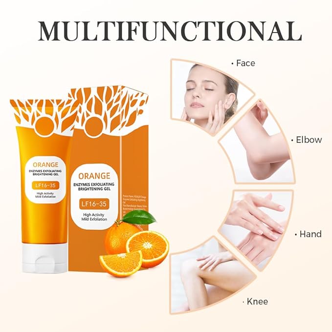 Orange Exfoliating Gel for Face and Body, 2026 Upgraded Deep Pore Orange Peeling Scrub, Cleaning Pores, Remove Blackheads Moisturize Cleansing, Facial Exfoliating Gel for All Skin (2PC, 3.52 Fl Oz)