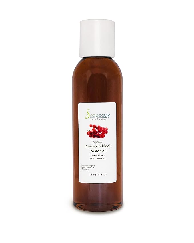 Soapeauty JAMAICAN BLACK CASTOR OIL Cold Pressed Unrefined | 100% Pure Natural Black Castor Oil Promotes Healthy Skin & Hair | Carrier Oil & Strengthens Nails | 4 fl oz