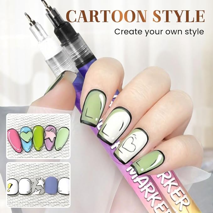 12 Color 3D Nail Art Pens Set, Nail Art Pens for Painting Nails Art Markers for Gel Nails, Nail Art Tools Drawing Painting Point Liner DIY (1 Pc)