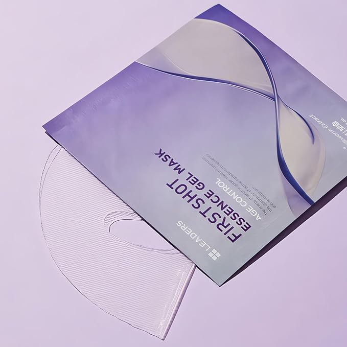 LEADERS FirstShot Essence Gel Mask Age Control - Anti-Aging, Hydrating & Regenerating Hydrogel Mask to Rejuvenate & Revitalize Skin | Age Control with Silkworm Extract for Youthful Skin - 5 Pack