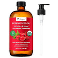 Organic Rosehip Seed Oil, USDA 100% Pure Rosehip Oils for Face, Hair & Body, Large Glass Bottle 16 fl oz Cold Pressed Rose Hip Oil for Skin Care, Moisturizing, Massage, Gua Sha & DIY Blends
