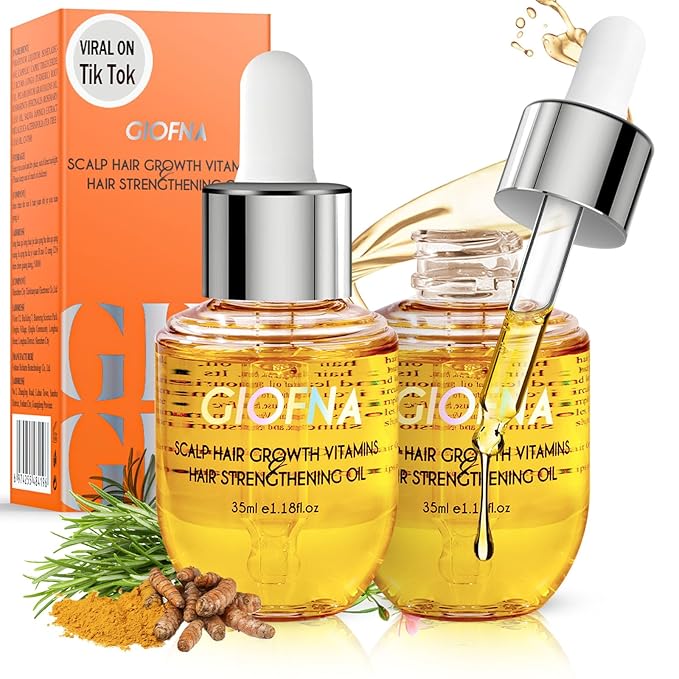 Hair Oil, Rosemary Serum for Hair Growth, Scalp Care for Curly, Thick, Frizzy, and Damaged Hair, Reduce Hair Loss for Women and Men (2Pcs)