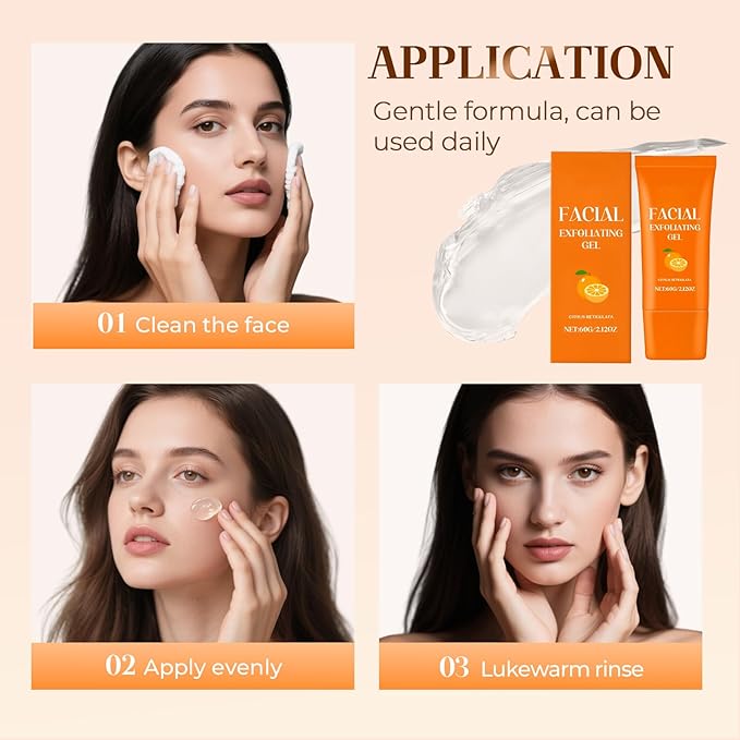 Facial Exfoliating Gel, 2025 New Orange Exfoliating Gel Scrub for Face and Body, Orange Peeling Glue Remove Blackheads & Moisturize Skin for All Types Skin (A-1Pcs, One Size)