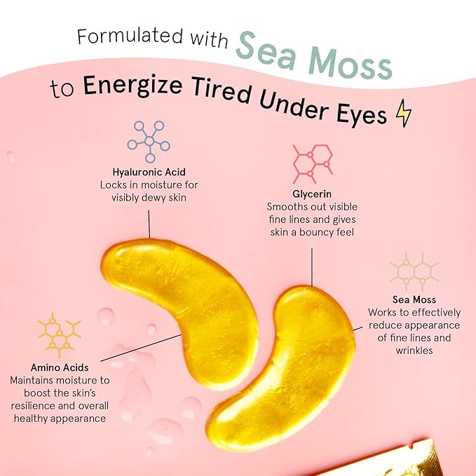 grace & stella Award Winning Under Eye Mask - Travel Size Toiletries - Bridal Shower Gifts - Gel Eye Patches for Dark Circles, Puffy Eyes, Wrinkles, Undereye Bags - Vegan - Self Care (6 Pairs, Gold)