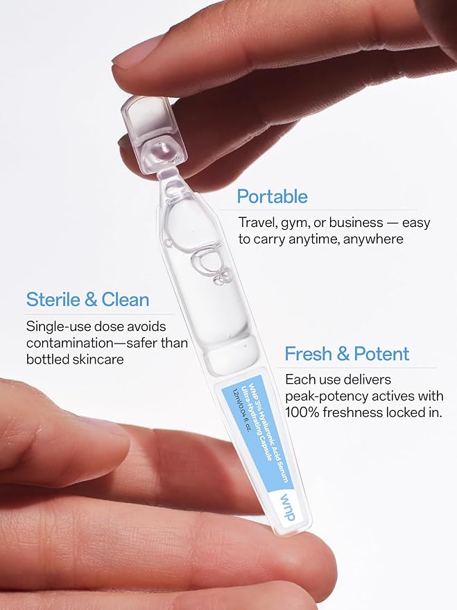 WNP 3% 4D Hyaluronic Acid Serum Ultra Hydrating Serum Smoother Skin|Pre-makeup SkinCare|Anti-Aging serum for face Single-Use Vials Skincare for Dry&Sensitive skin(1.2 ml)*30