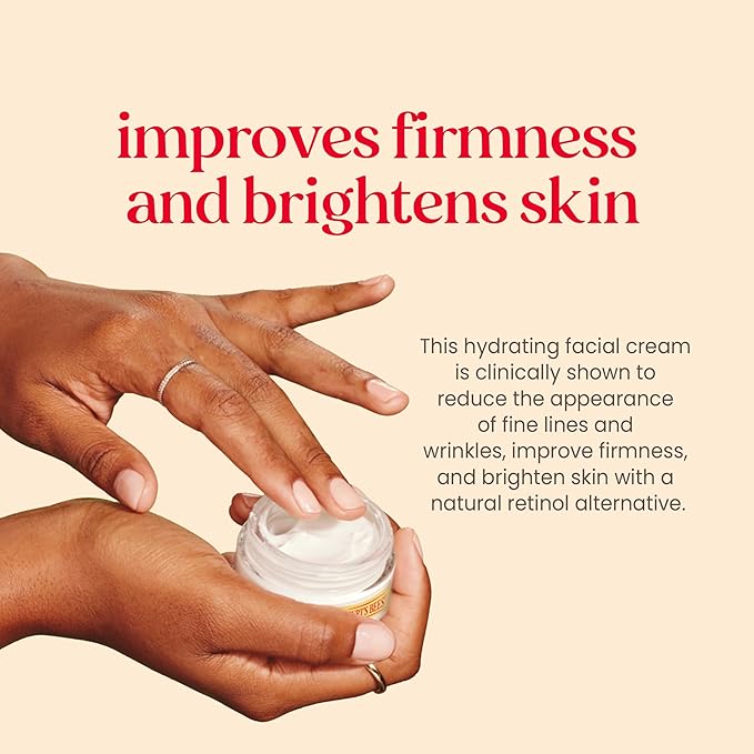 Burt's Bees Renewal Fragrance-Free Firming Moisturizing Face Cream With Natural Retinol Alternative, Firming Face Cream With Bakuchiol, 99 Percent Natural Origin Skin Care, 1.8 oz. Tub