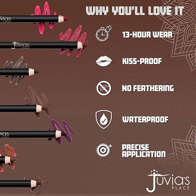 Juvia's Place Long Wear Lip Pencil – So Rare – Waterproof & Kiss-proof, Long Lasting Lip Liner, Smooth Makeup Application - Soft Matte Finish Base for Lipstick - 13 Hours of Wear for Everyday Use