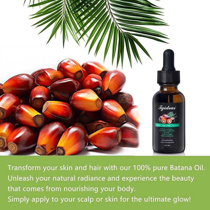 Tgideas Rosemary and Batana Oil Hair Oil Natural Plant Extracts - Nourishes Scalp and Strengthens Hair - Suitable for All Hair Types, Eyelashes and Eyebrows