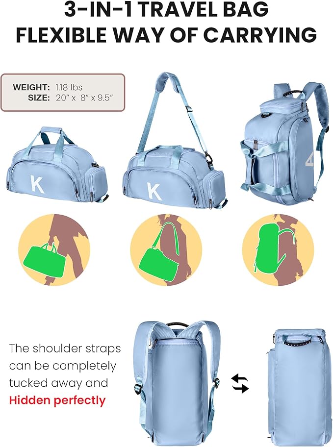 12 13 14 15 16 Year Old Girl Birthday Gifts, Initial Gym Bags with Shoe Compartment, Dance Bag for Girls, Monogram Kid Overnight Bags, Carry on Travel Duffel-Christmas Gift Ideas (Letter N)