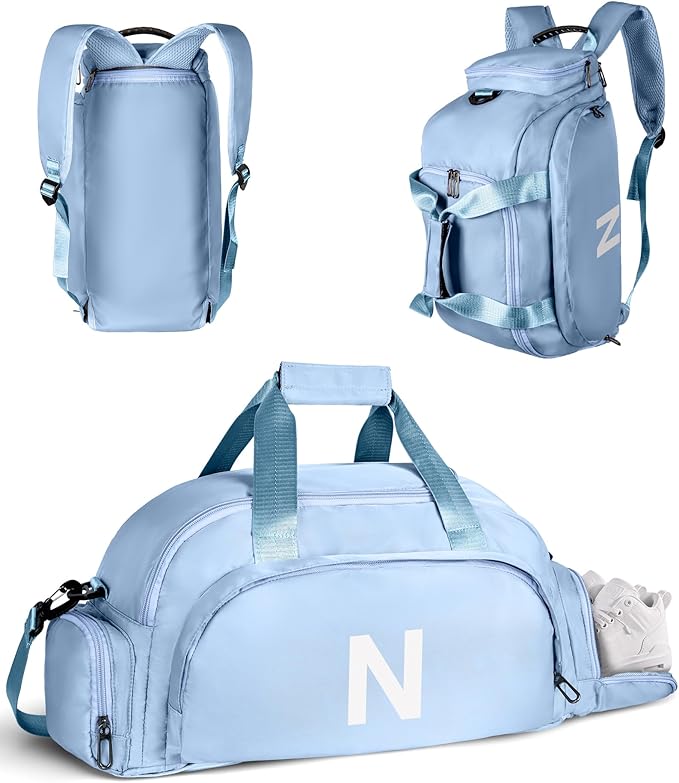 12 13 14 15 16 Year Old Girl Birthday Gifts, Initial Gym Bags with Shoe Compartment, Dance Bag for Girls, Monogram Kid Overnight Bags, Carry on Travel Duffel-Christmas Gift Ideas (Letter N)