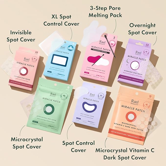 Rael Pimple Patches, Miracle Invisible Spot Cover - Hydrocolloid Acne Pimple Patch, Absorbs Zits & Blemish, Korean Skin Care, 2 Sizes (24 Count)