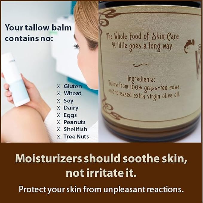 Vintage Tradition Beef Tallow All Purpose Balm - Healing, Hydrating Mild Scent Skin Care Salve Replaces Body Lotion, Hand Cream, More - Essential Oil, Olive Oil, and Grass-Fed Tallow, 2 fl. oz.
