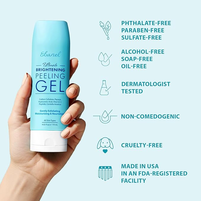 Ebanel Exfoliating Face Scrub Peeling Gel 2 Pack, Brightening Moisturizing Cleanser, Dead Skin Remover for Face, Exfoliating Facial Wash with Centella, Hyaluronic Acid, Vitamin C & E