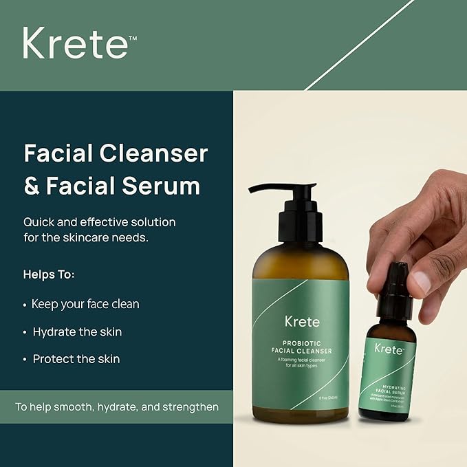One-Two Punch with Probiotic Facial Cleanser & Facial Serum for Men – Moisturize, Hydrate, and Protect Your Skin in 30 Seconds