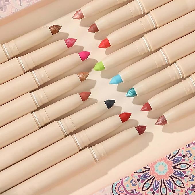 Eyeshadow Makeup, Waterproof Hypoallergenic Long Lasting Eye Liner, Highlighter Matte Cream Eye Shadow Stick, Glitter Primer Palette Shimmer Eyeliner Pen, Cocoa Matte