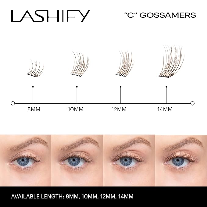 Lashify Curl 10mm Gossamer Eyelash Extensions Refill, Ash Color, DIY False Lashes for a Natural Look