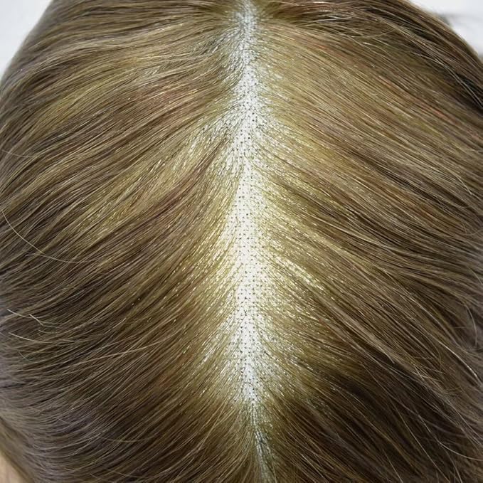 FACE MIRACLE Mens Toupee Lace Front Hairpieces Soft Human Hair Replacement System Natural Hairline Toupee for Men French Lace Poly V-Looped Mens hair Units 6"X9" 7ASH Light Ash Brown