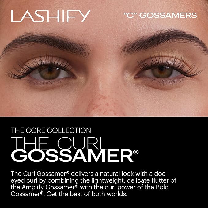 Lashify Curl 14mm Gossamer DIY Eyelash Extensions Refill, Black, Easy False Eyelashes for a Natural Look
