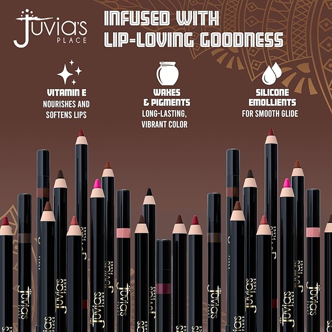 Juvia's Place Long Wear Lip Pencil – Coffee Bean – Waterproof & Kiss-proof, Long Lasting Lip Liner, Smooth Makeup Application - Soft Matte Finish Base for Lipstick - 13 Hours of Wear for Everyday Use