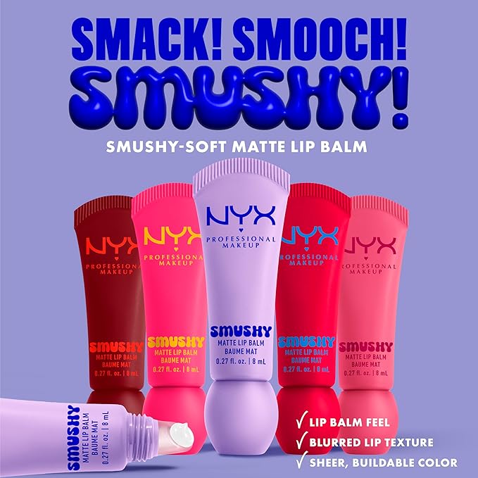 NYX PROFESSIONAL MAKEUP Smushy Matte Lip Balm, Tinted Lip Moisturizer with Soft, Matte Finish - Sweet Smack (Mid-Tone Pink)