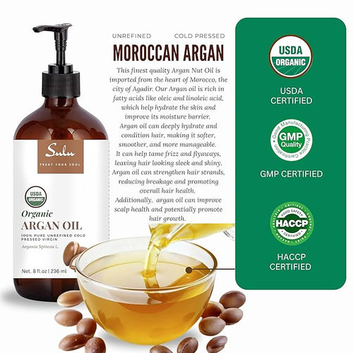 100% Pure Organic Cold Pressed Unrefined Virgin Moroccan Argan Oil (128 fl. oz/1 Gallon)