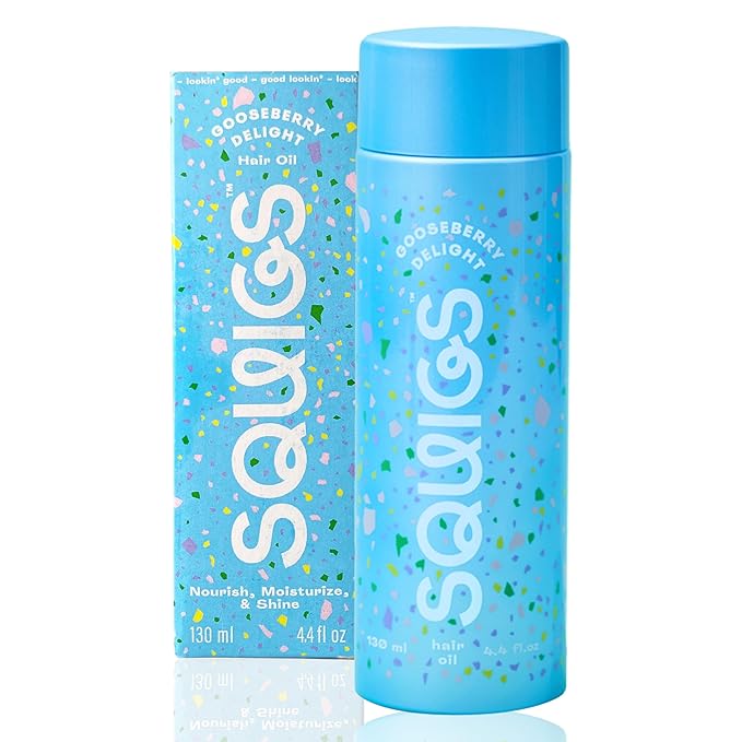 Squigs Hair Growth Oil for Dry & Damaged Hair – with Amla, Castor & Coconut Oil Blend for Frizz Control, Hydration & Scalp Treatment – Pre-Wash & Styling Treatment – 130ml