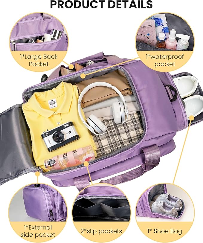 10 Year Old Girl Birthday Gifts, Initial Gym Bags with Shoe Compartment, Dance Bag for Girls, Monogram Kid Overnight Bags, Travel Duffle Tote-Perfect for Ballet Sport Gymnastics (Letter G)