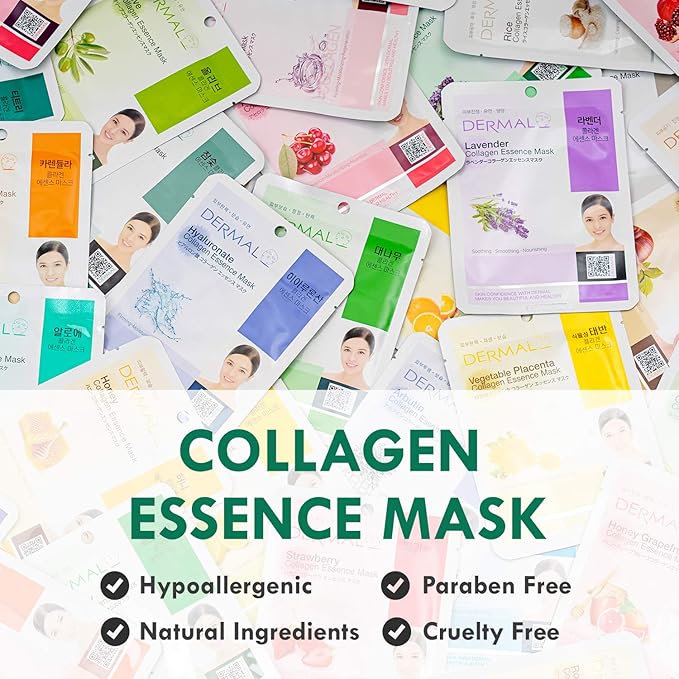 DERMAL 16 Combo B Pack Made in Korea Facial Mask – 20+ Years of K-Beauty Experience, Premium Quality Korean Sheet Masks for Daily Skincare Routine